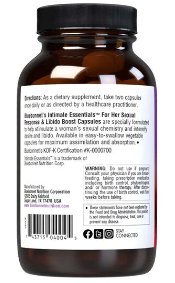 Intimate Essentials For Her Sexual Response & Libido Boost, 30 Veg Capsules - by Bluebonnet