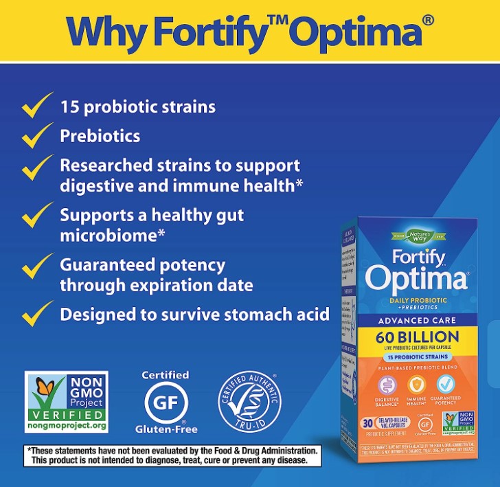 Fortify® Optima® Advanced Care 60 Billion Probiotic + Prebiotics, 30 Capsules, by Nature&