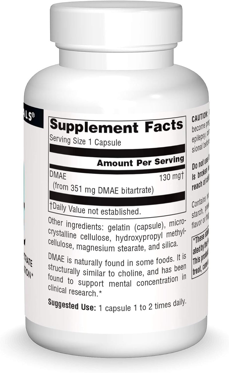 DMAE Bitartrate 351mg 100 Caps by Source Naturals