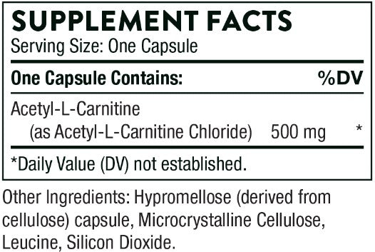 Acetyl-L-Carnitine 500 mg, 60 Capsules, by Thorne