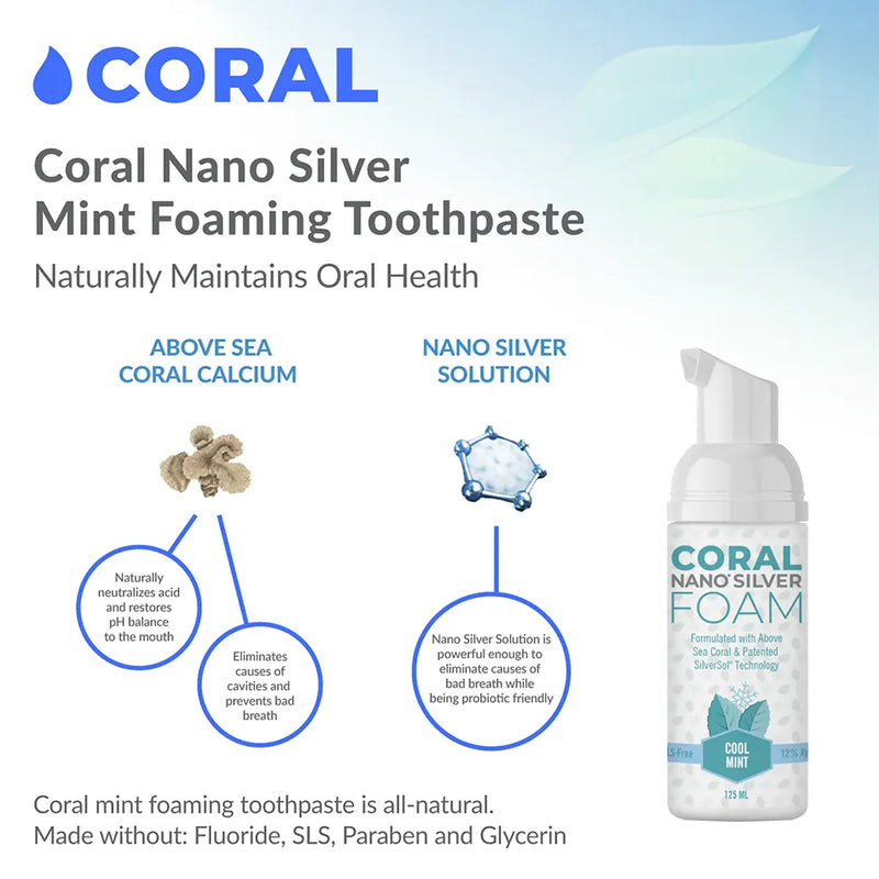 Nano Silver Foaming Toothpaste Mint - (4.2 fl. oz.) 125ml By Coral