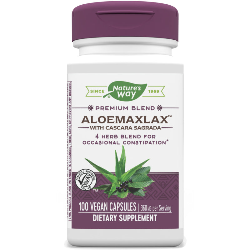 AloeMaxLax with Cascara Sagrada 100 Vegetarian Capsules by Nature&