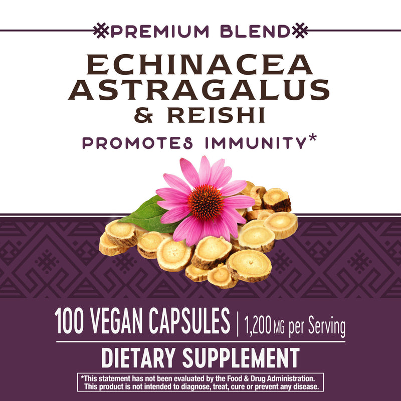 Echinacea Astragalus & Reishi 100 Vegetarian Capsules by Nature&