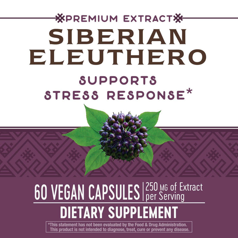 Siberian Eleuthero Standardized 60 Veg Capsules by Nature&