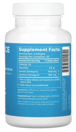 Balance Oil, Linoleic Acid (LA) & Linolenic Acid Blend (ALA), 60 Non-GMO Softgels, by BodyBio