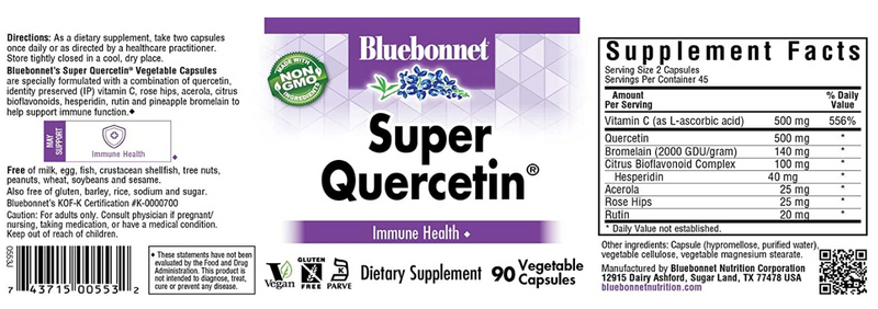 Super Quercetin, 90 Vegetable Capsules, by Bluebonnet