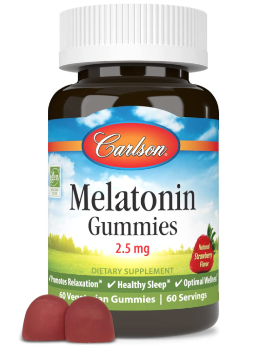 Melatonin Gummies, 2.5 mg, 60 Vegetarian Gummies, by Carlson