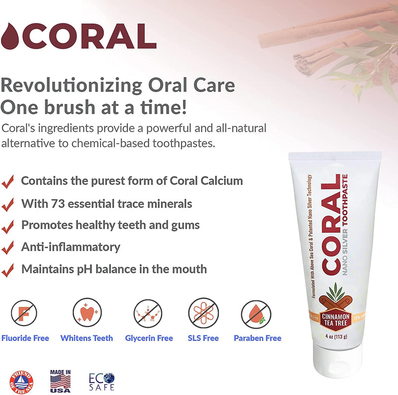 Coral Nano Silver Toothpaste Cinnamon Tea Tree (4oz)