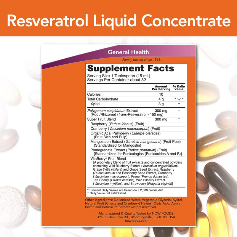 Natural Resveratrol Liquid Concentrate 16 fl oz (473 ml) | By Now Foods - Best Price