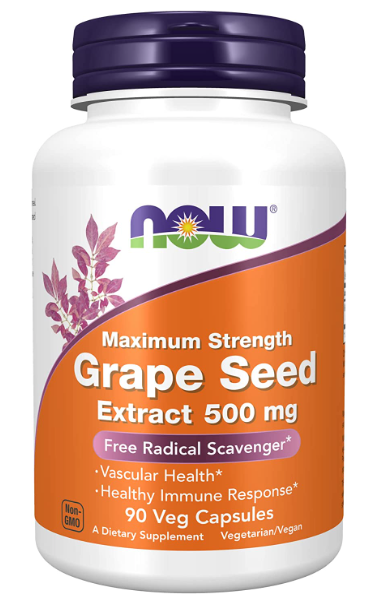 Grape Seed Extract, Maximum Strength 500 mg, 90 Veg Capsules, by Now