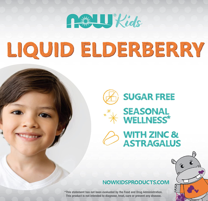 Elderberry Liquid for Kids, 8 fl oz (237 ml), by NOW