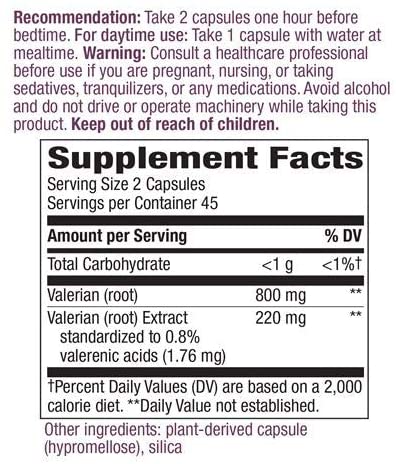 Valerian Standardized 90 Veg Capsules