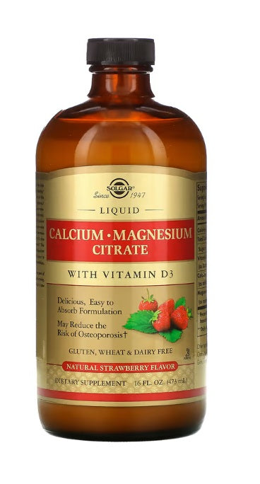 Calcium Magnesium Citrate Liquid with Vitamin D3 Natural Strawberry 16 fl oz (473 ml)