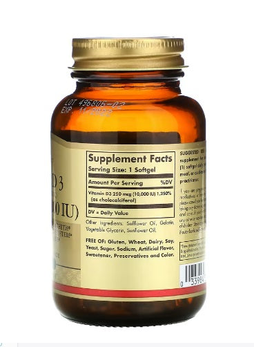 Vitamin D3 (Cholecalciferol) 250 mcg (10,000 IU) 120 Softgels