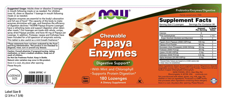 Papaya Enzymes Chewable 180 Lozenges