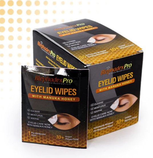 Blephadex Pro, 30 Cleansing Eyelid Wipes with Manuka Honey, by Lunovus