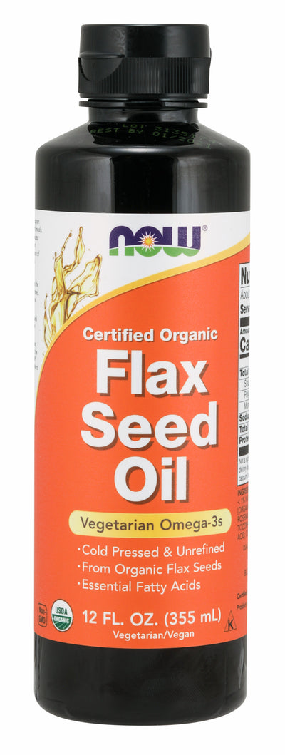 Certified Organic Flax Seed Oil 12 fl oz (355 ml) | By Now Foods - Best Price