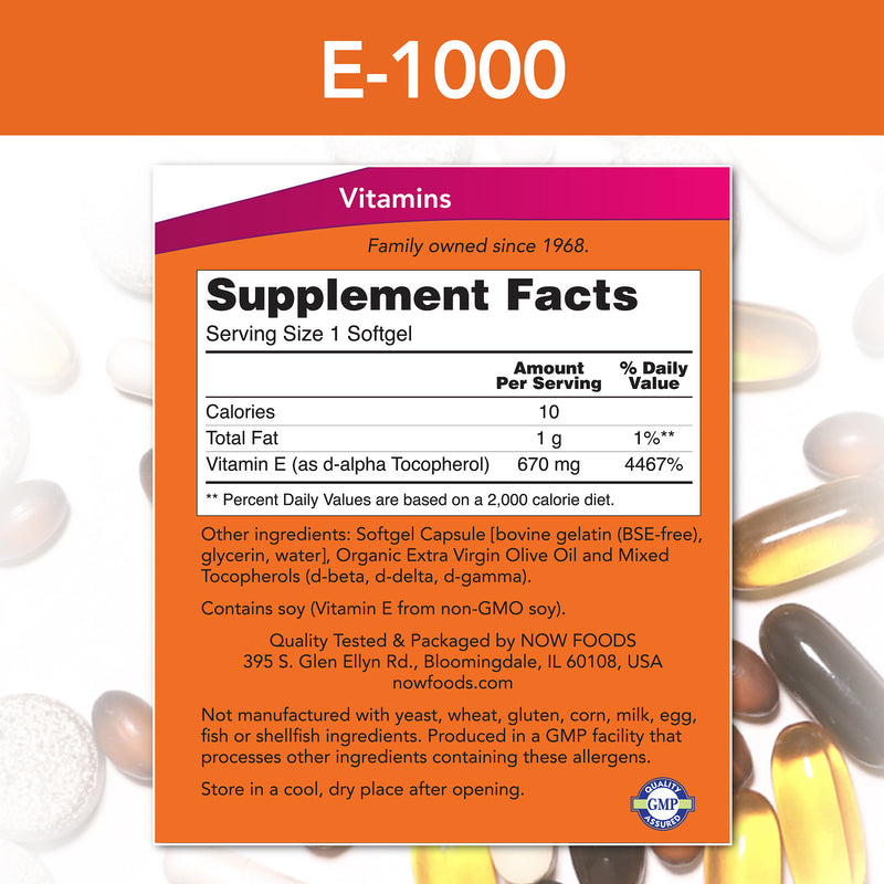 Natural E-1000 with Mixed Tocopherols 100 Softgels