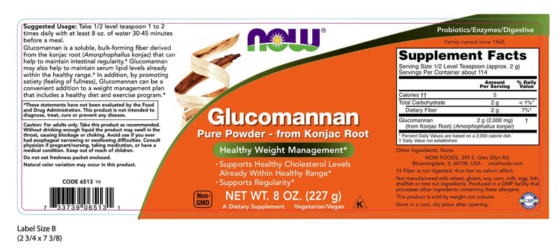 Glucomannan Pure Powder from Konjac Root 8 oz (227 g)