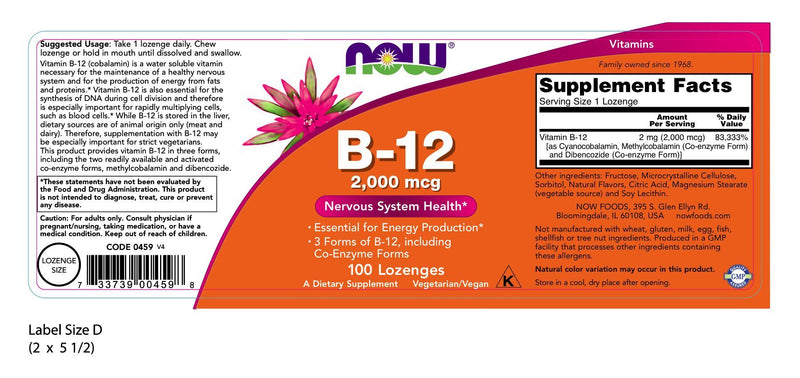 B-12 2,000 mcg 100 Lozenges