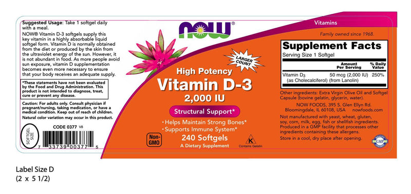 Vitamin D-3 2,000 IU 240 Softgels