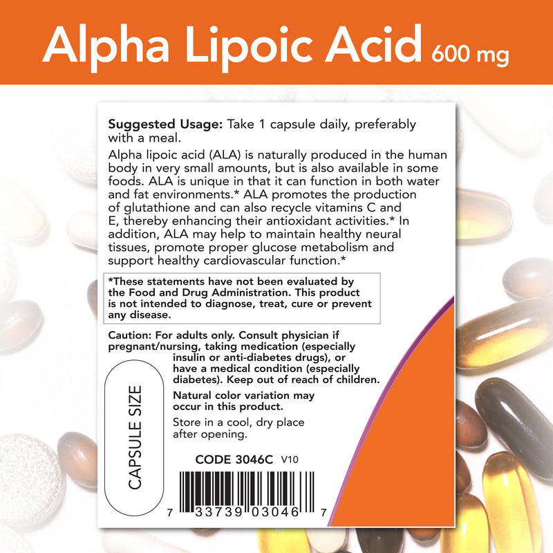 Alpha Lipoic Acid 600 mg 60 Veg Capsules