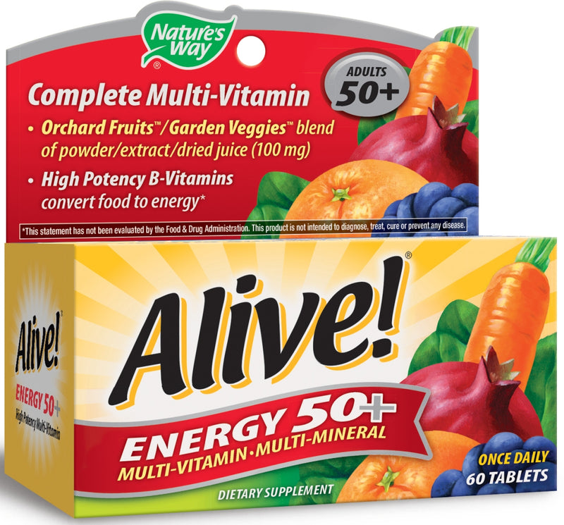 Alive! Energy 50+ Multi-Vitamin Multi-Mineral Once Daily 60 Tablets