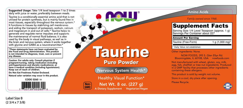 Taurine Pure Powder 8 oz (227 g)