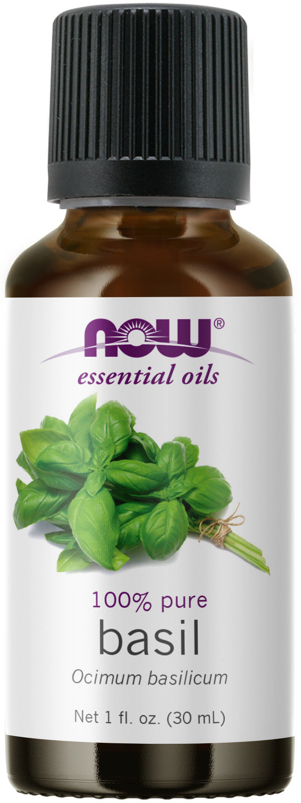 NOW Essential Oils, Basil Oil, Energizing Aromatherapy Scent, Stream Distilled, 100% Pure, Vegan, Child Resistant Cap, 1-Ounce