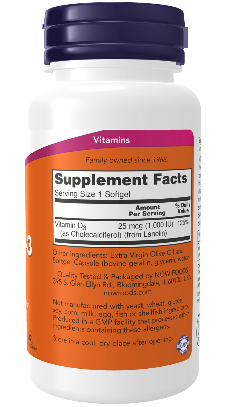 Vitamin D-3 1,000 IU 180 Softgels