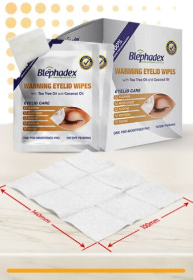 Blephadex Warming Eyelid Wipes - 30 Cleansing Wipes with Tea Tree & Coconut Oil, by Lunovus