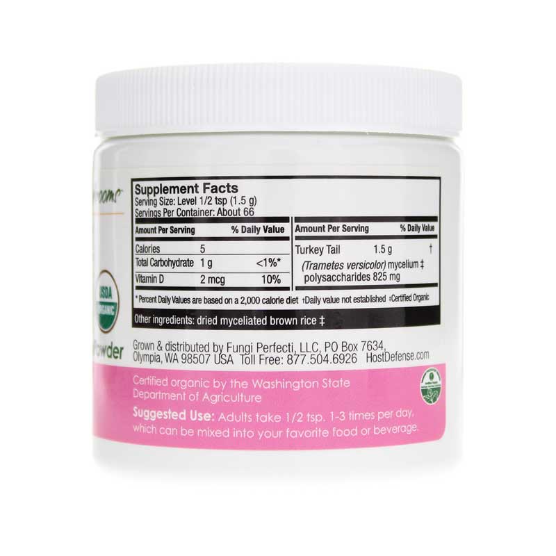 Host Defense Organic Turkey Tail Powder - 3.5 oz (100g)