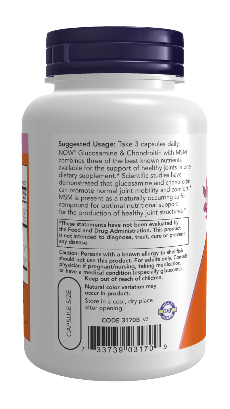 Glucosamine & Chondroitin with MSM 90 Capsules | By Now Foods - Best Price