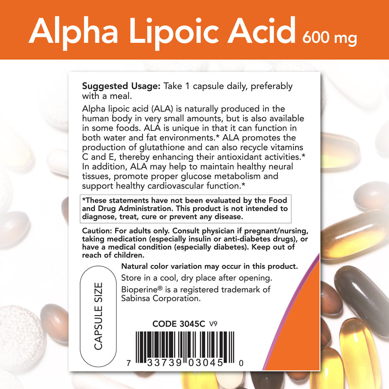 Alpha Lipoic Acid 600 mg 120 Veg Capsules